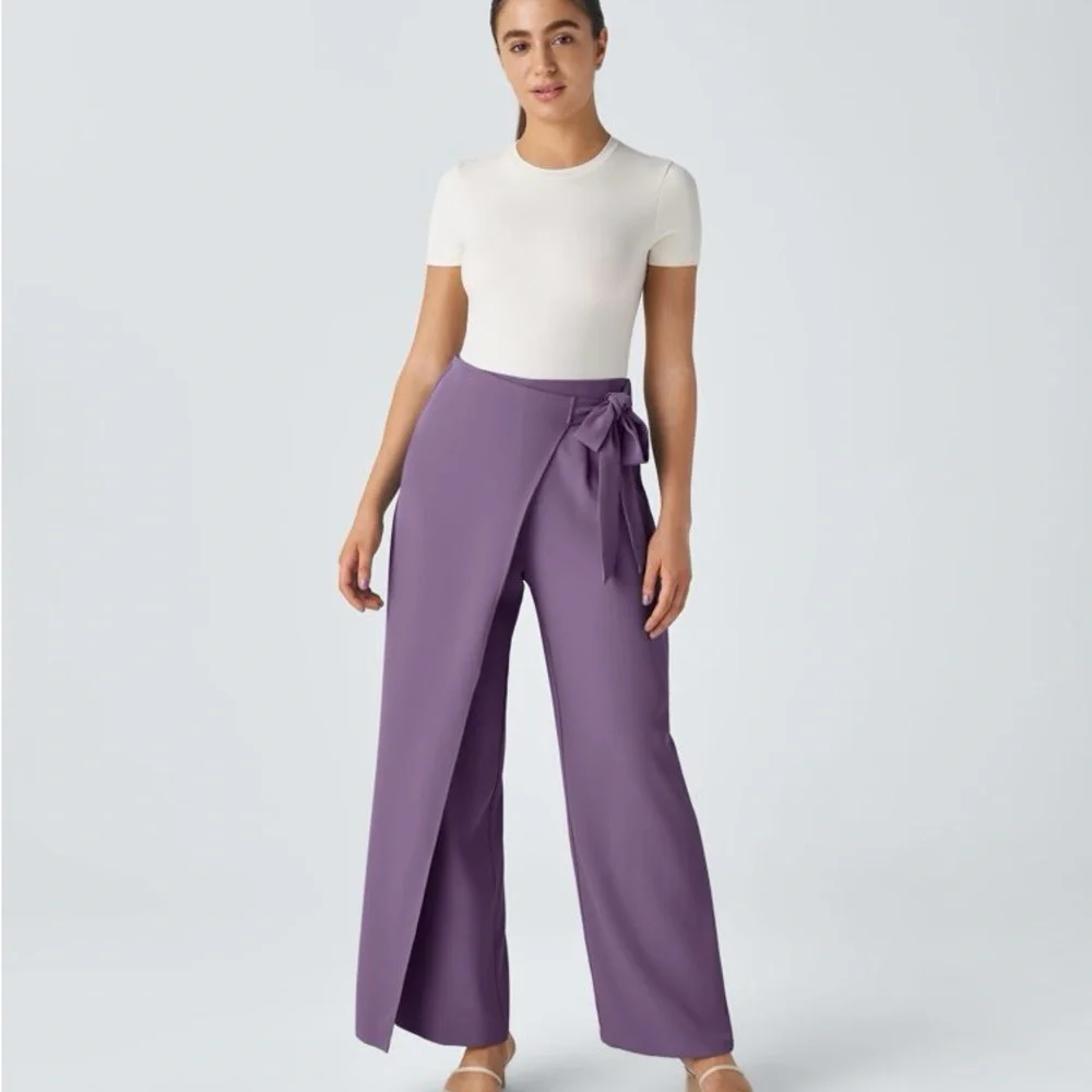 Halara Flex™ High Waisted Tie Side Wide Leg Work Pants Size Small - Picture 5 of 7